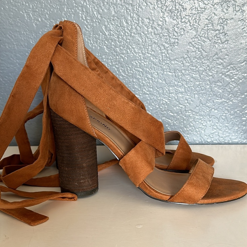 Call It Spring suede lace up heels